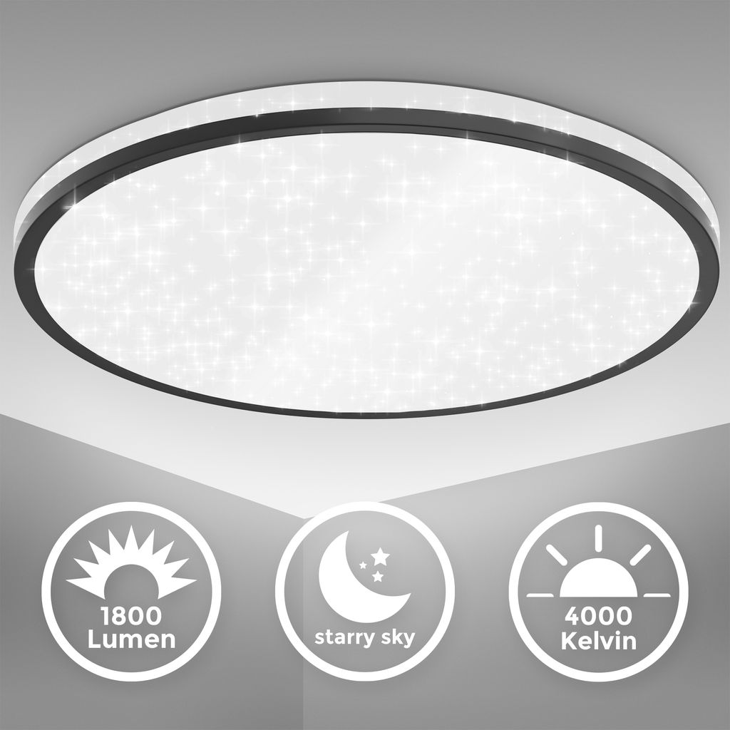 LED Deckenleuchte,Sternendekor, schwarz, LED/18W 