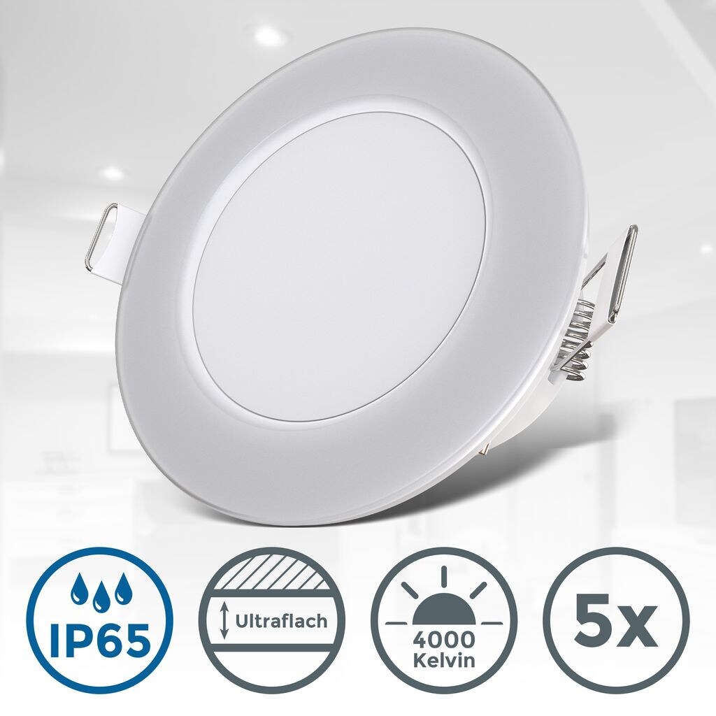 LED Einbauleuchten, IP65, 5er-Set, wei&szlig;, 5xLED/3W 