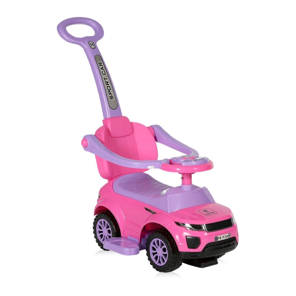 Lorelli Rutscher 3 in 1 Kinderauto Off Road Schiebegriff Musik R&uuml;ckenlehne in rosa 