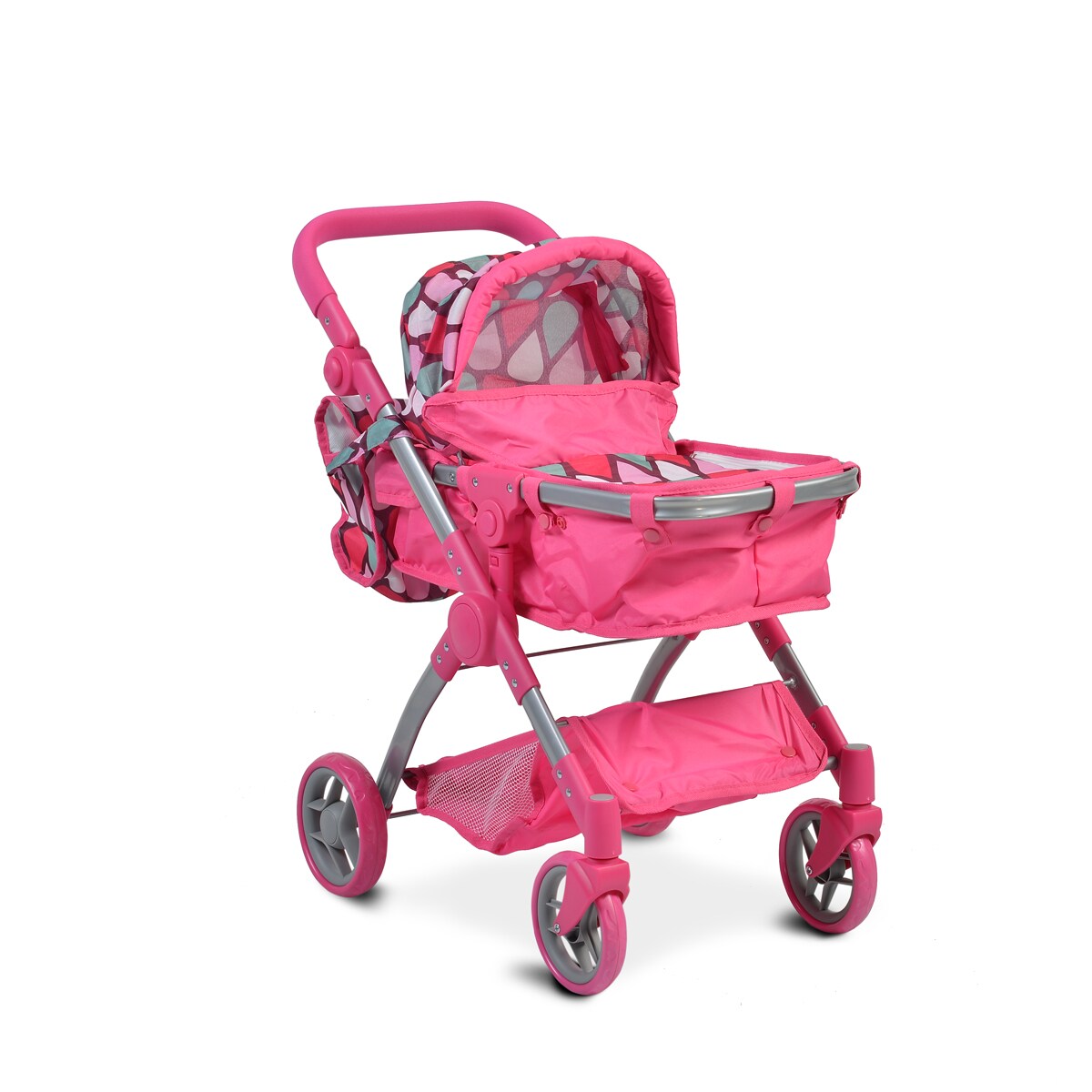 Moni Puppenwagen, Puppenbuggy Vicky 9620, Tasche, Schiebegriff h&ouml;henverstellbar in pink 