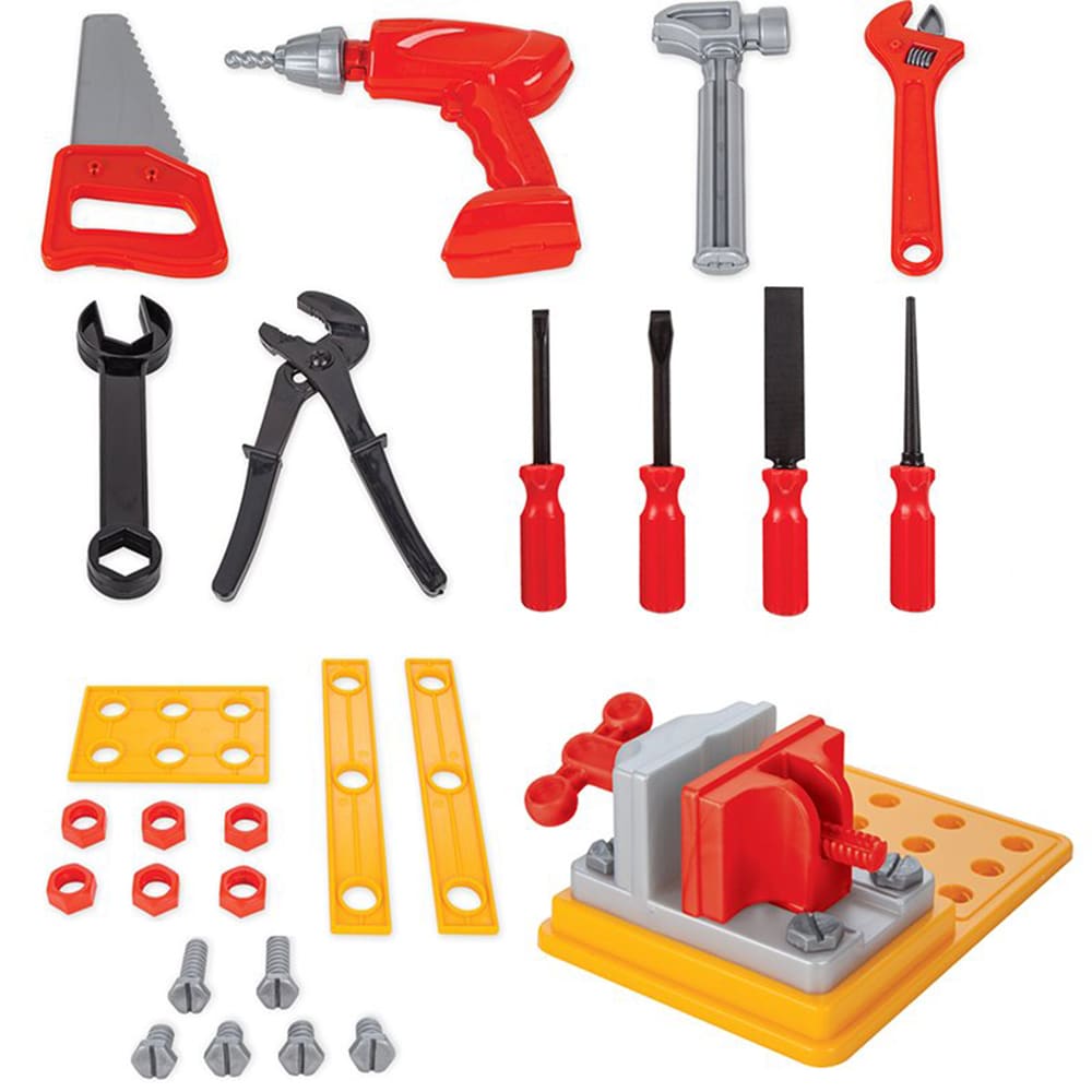 Pilsan Kinder-Werkzeugkasten 03248 Tragegriff Inhalt 34-teiliges Kinderwerkzeug gelb 