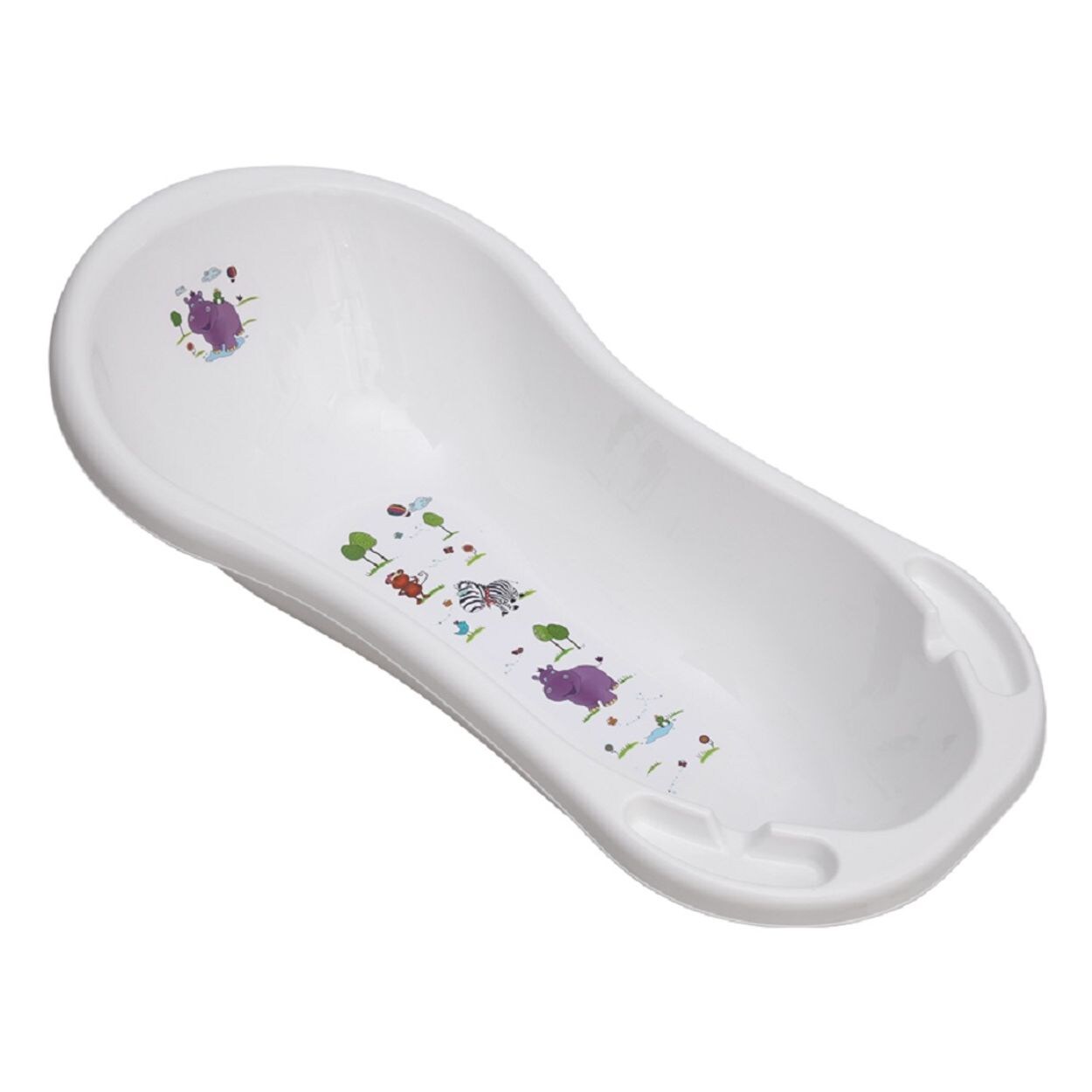 Baby Badewanne Hippo 101 cm mit Ablagefächern, hochwertiger Kunststoff weiß