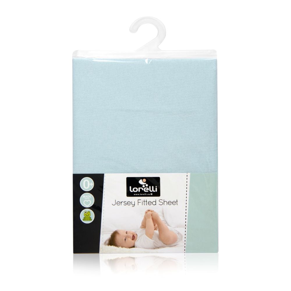 Lorelli Babybett Spannbetttuch Jersey 120 x 60 cm Bettlaken Babybetten, waschbar blau 