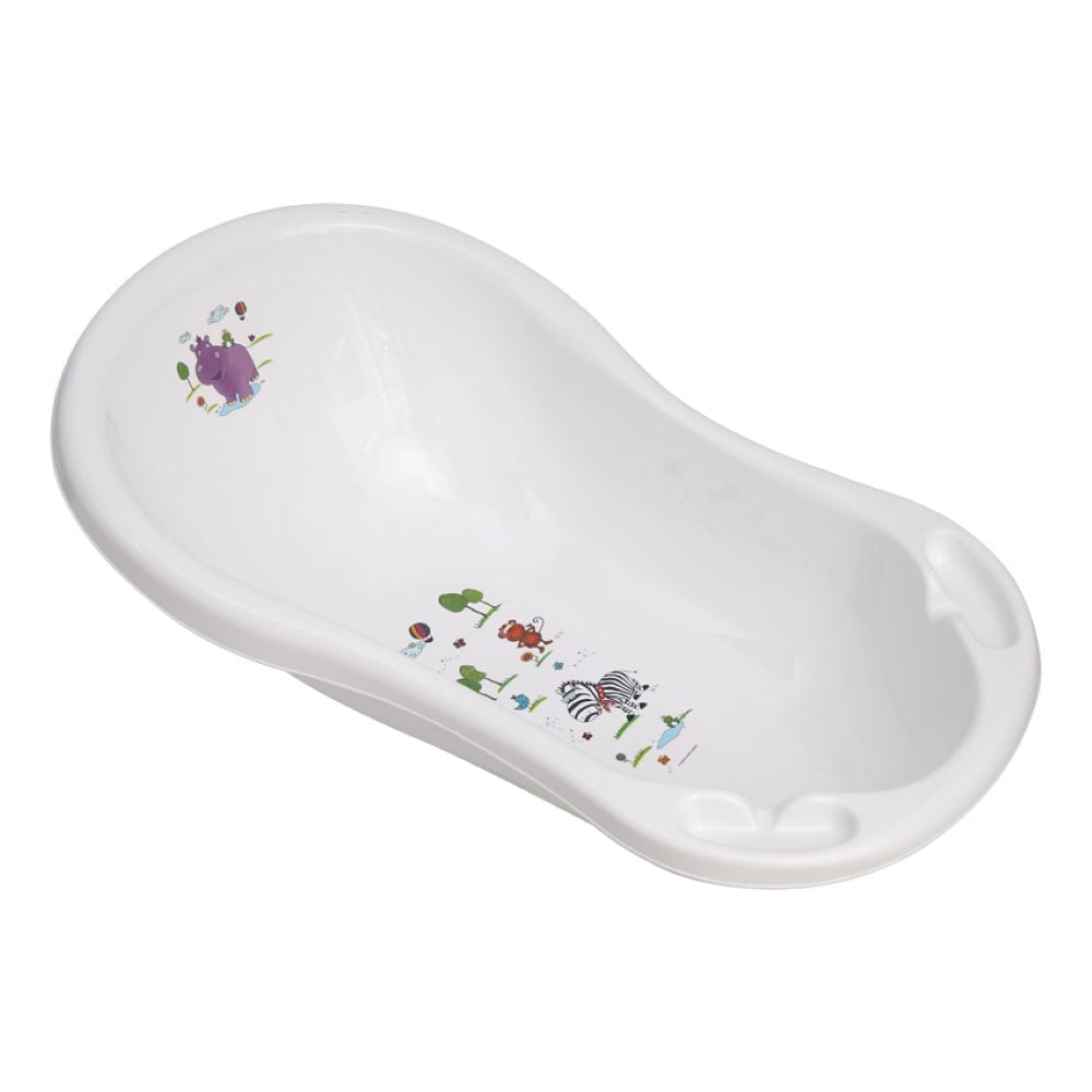 Lorelli Babybadewanne Hippo Ablagef&auml;cher 84 cm lang ergonomische Form ab Geburt wei&szlig; 