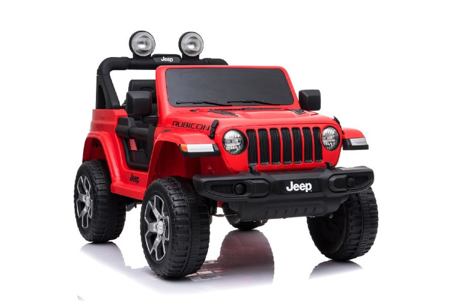 ES-Toys Kinder Elektroauto Jeep Wrangler Rubicon EVA Reifen Allrad lizenziert rot 