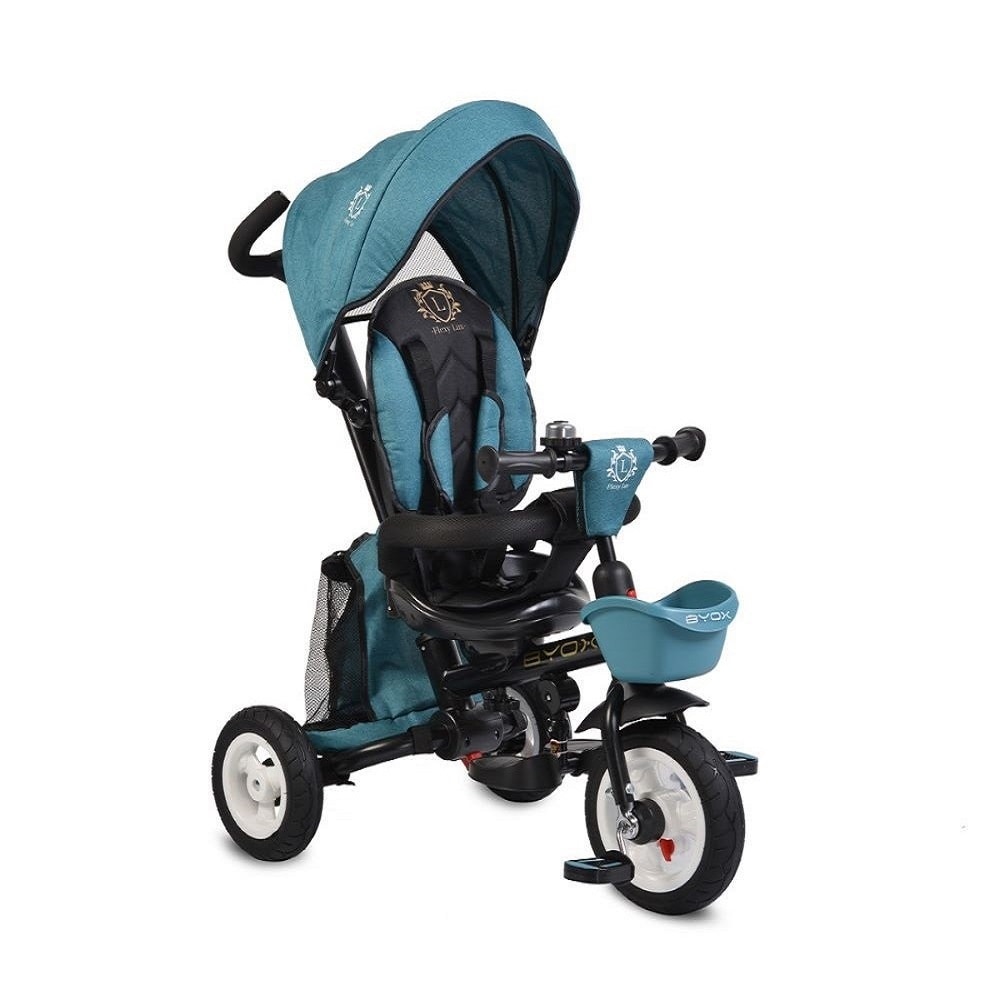 Byox Tricycle Flexy Lux 3 in 1 Dreirad, klappbar, Gummireifen, drehbarer Sitz t&uuml;rkis 
