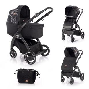 Lorelli Kinderwagen 2 in 1 California Babywanne Sportsitz Alurahmen Wickeltasche schwarz 