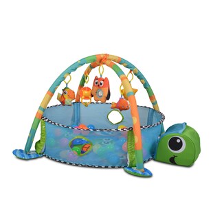 Cangaroo Spielbogen Sea Turtle, Krabbeldecke, Stofftiere, Bällebad mit 30 Bällen blau 