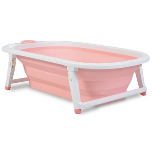 Cangaroo Babybadewanne Carribean, 83 cm, klappbar, Wasserablauf, Ablagefächer pink 