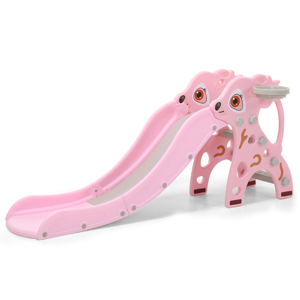 Moni Kinderrutsche Tiana WM19021 L&auml;nge 160 cm Basketballkorb rutschfeste Stufen pink 