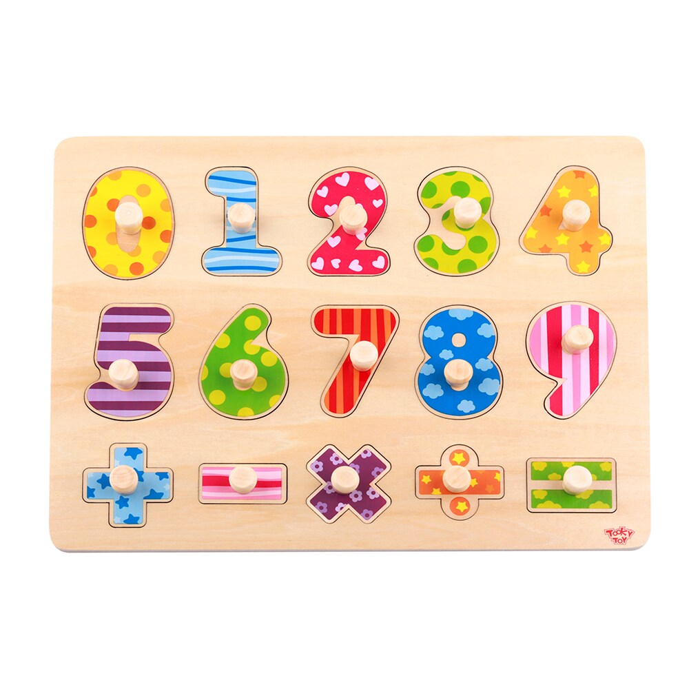 Tooky Toy Kinder Zahlen Puzzle Holz TY851 Steckspiel aus Holz bunte Zahlen 