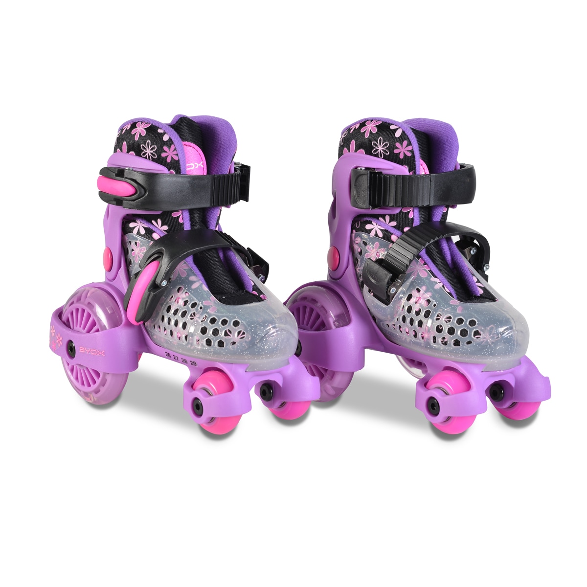Byox Rollschuhe Beetle Gr&ouml;&szlig;e XS 26-29, PU-Rollen, ABEC-5 Lager, Stopper hinten violett 