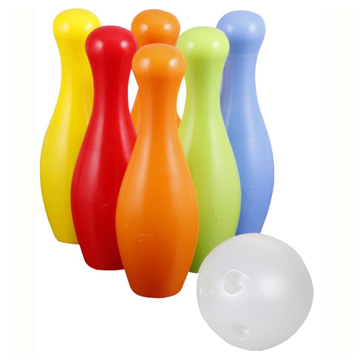 Pilsan Bowling Kinder Kegelspiel 06137 mit 6 Kegel, 2 Kugeln, drin und drau&szlig;en bunt 