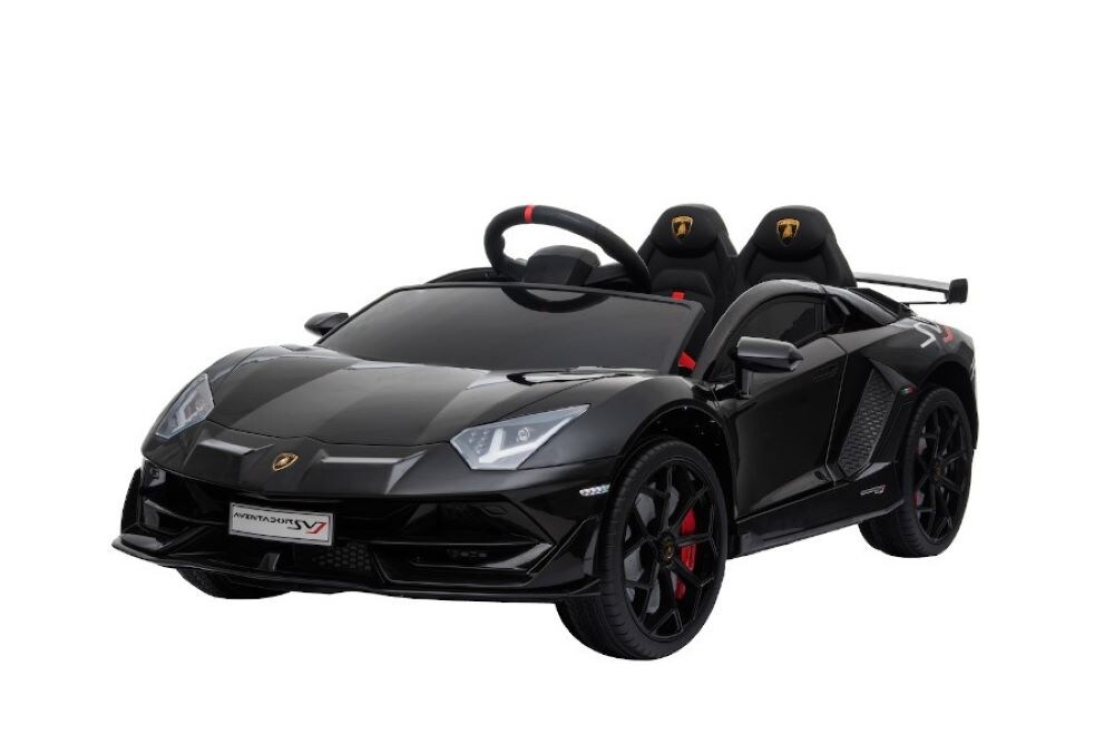 ES-Toys Kinder Elektroauto Lamborghini Aventador SVJ, Kunstledersitz, EVA-Reifen schwarz 