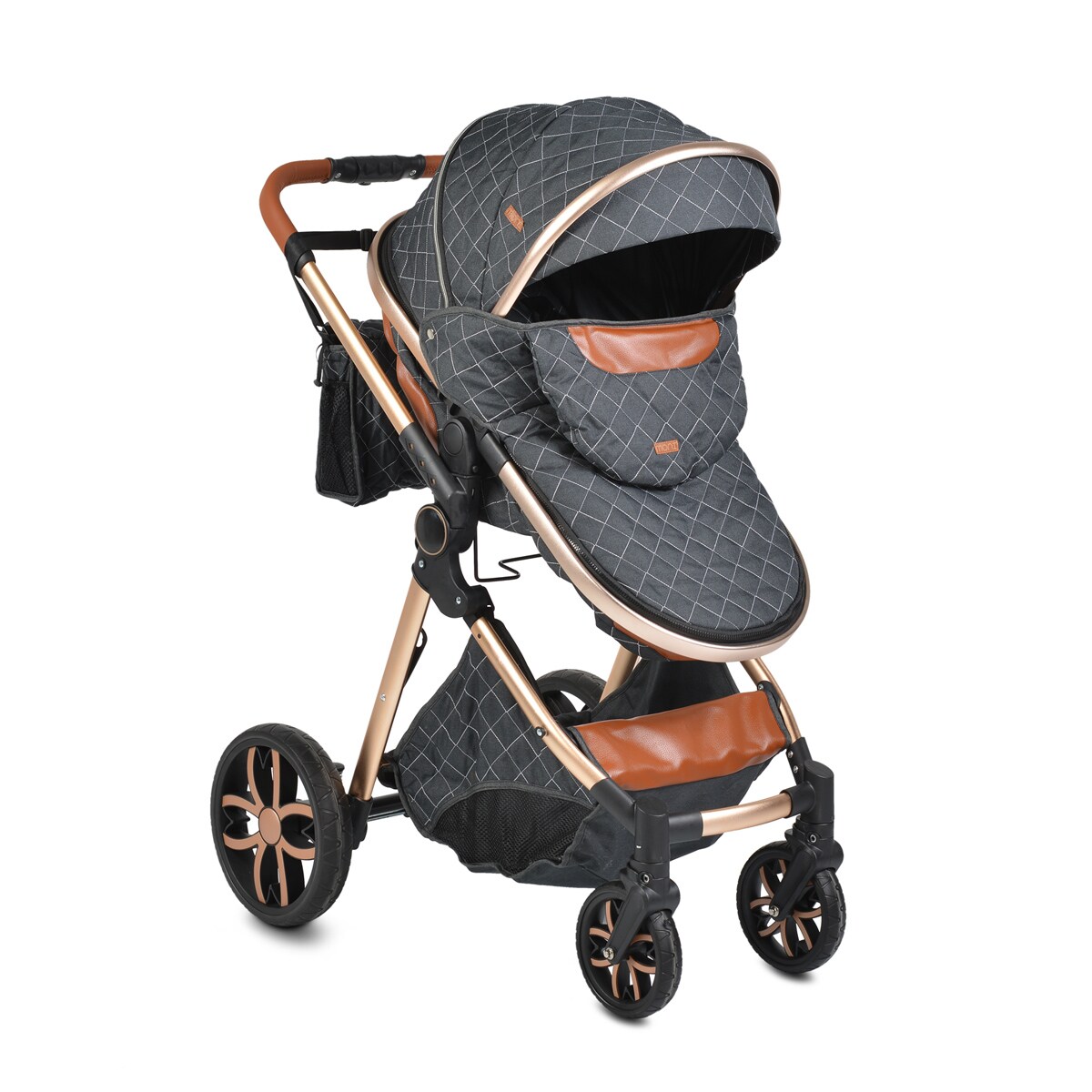 Moni Kinderwagen Alma Sportsitz Tragetasche umbaubar Wickeltasche Sitz umkehrbar schwarz 