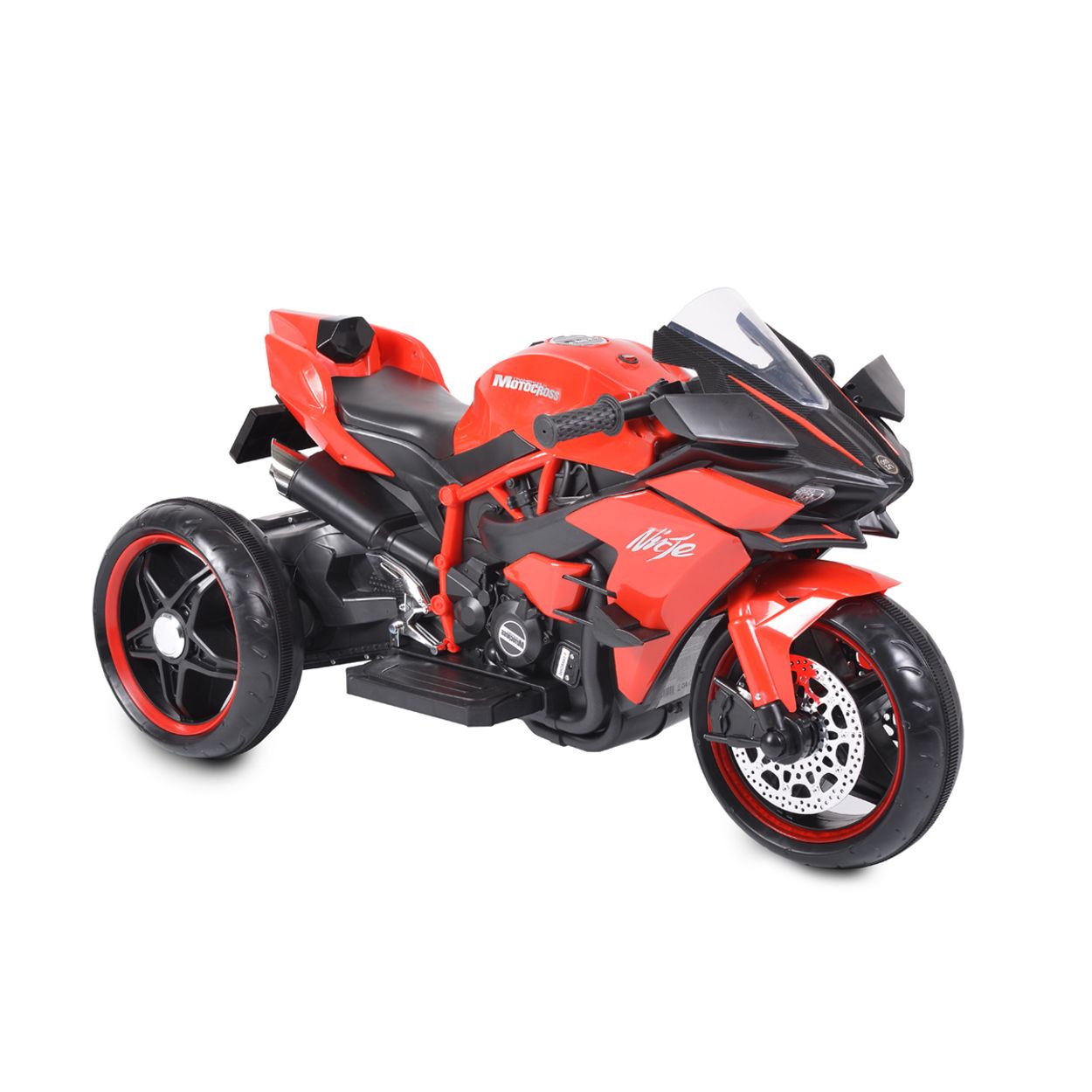 Moni Kinder Elektromotorrad Ninja, drei Kunststoffr&auml;der, LED-Beleuchtung, Mp3 rot 