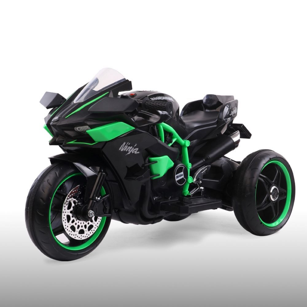 Moni Kinder Elektromotorrad Ninja, drei Kunststoffr&auml;der, LED-Beleuchtung, Mp3 schwarz 