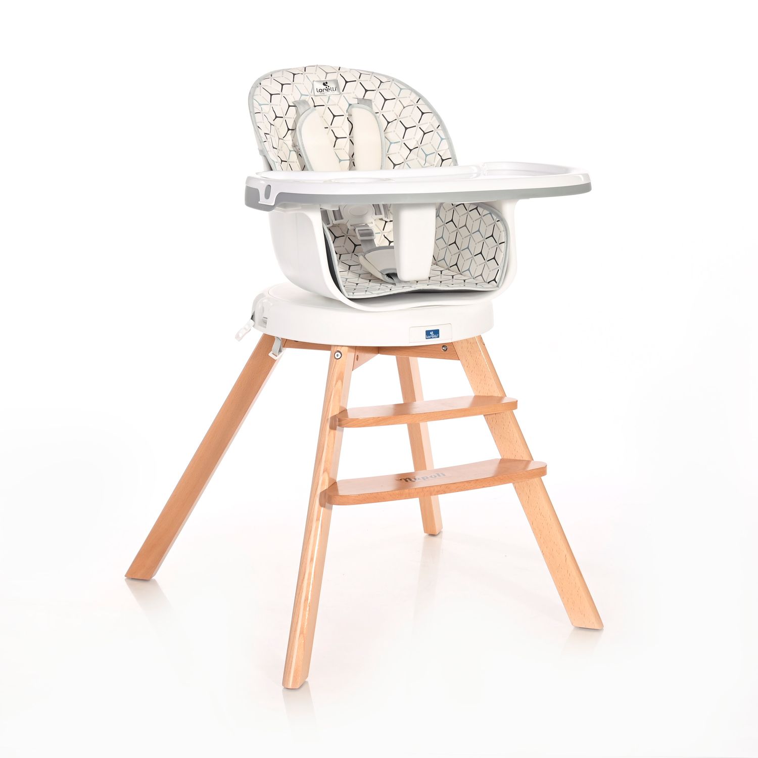 Lorelli Hochstuhl Napoli 3 in 1 Kinderstuhl, Sitz 360&deg; drehbar, H&ouml;he verstellbar grau/weiss 