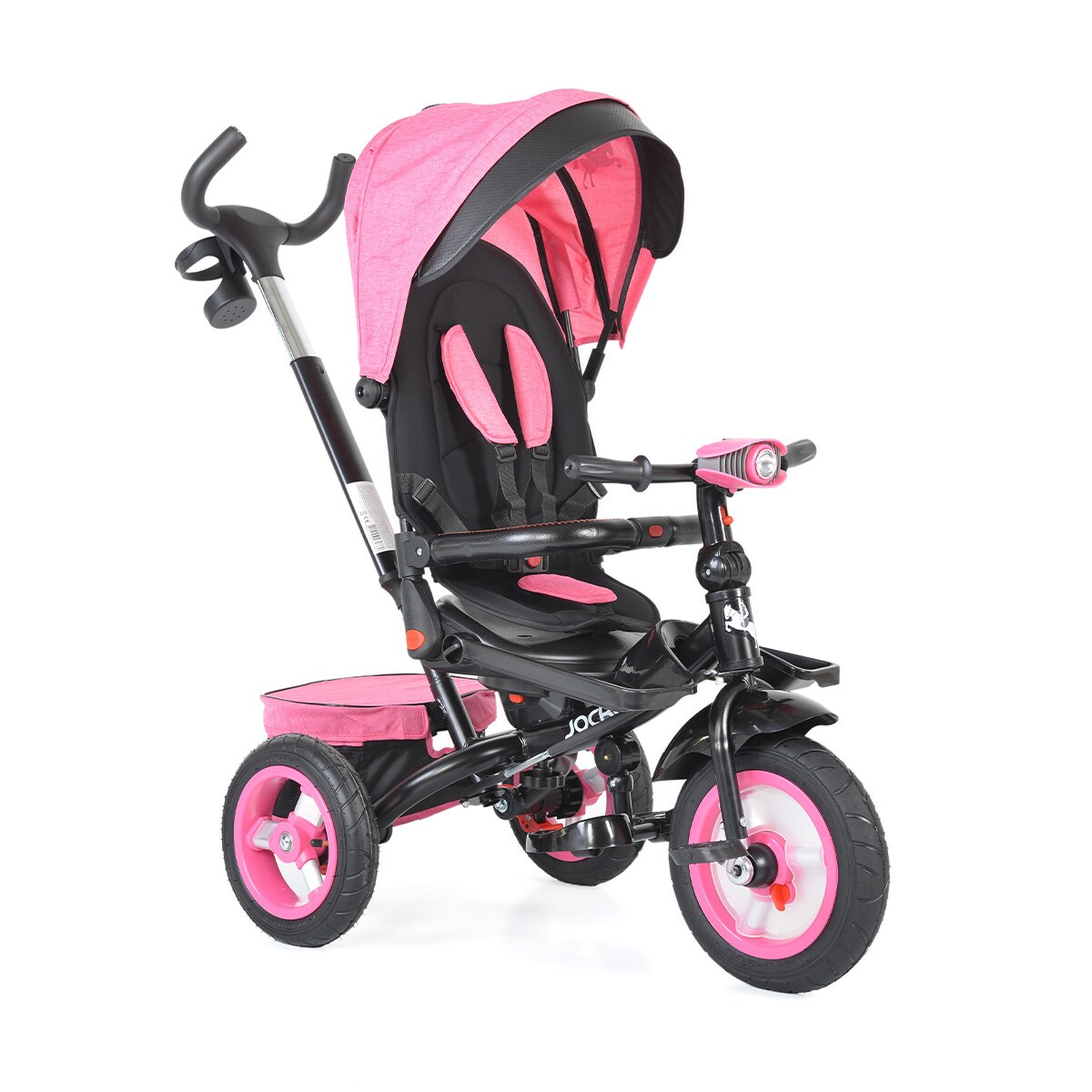 Tricycle, Dreirad Jockey Gummireifen Musik Sitz drehbar Schubstange verstellbar pink 