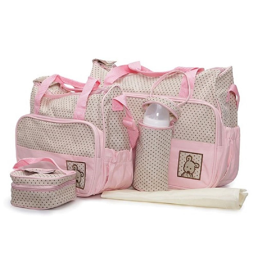 Moni Wickeltasche Stella, Set mit Wickelunterlage, Isoliertasche f. Babyflaschen pink 