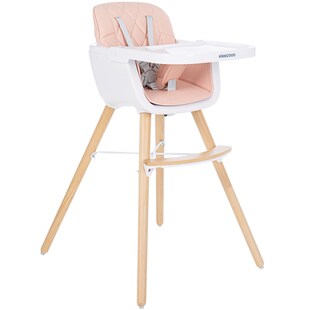 Kikkaboo, Kinderhochstuhl 2 in 1 Woody, Kinderstuhl, Tisch verstellbar, Gurt pink 