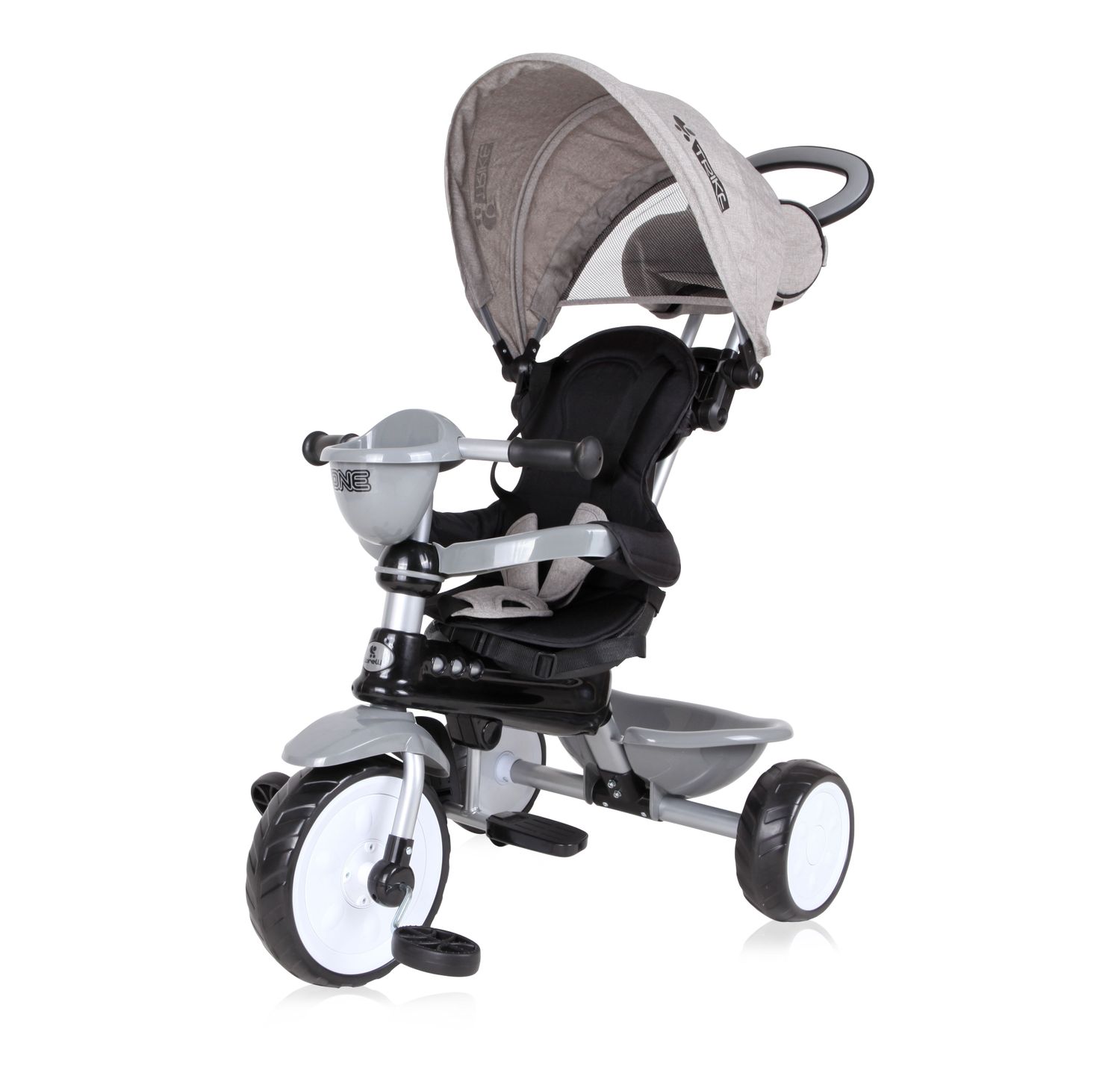 Lorelli Tricycle One 3 in 1 EVA-Reifen Schiebestange Anti-Rutsch Pedale umbaubar grau 