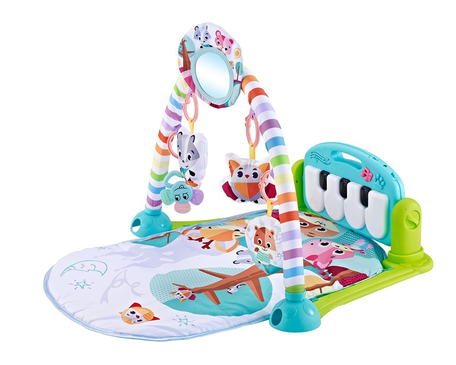 Kikkaboo, Krabbeldecke Piano, Spielcenter, Klaviertasten, Pl&uuml;schfiguren, Musik blau 