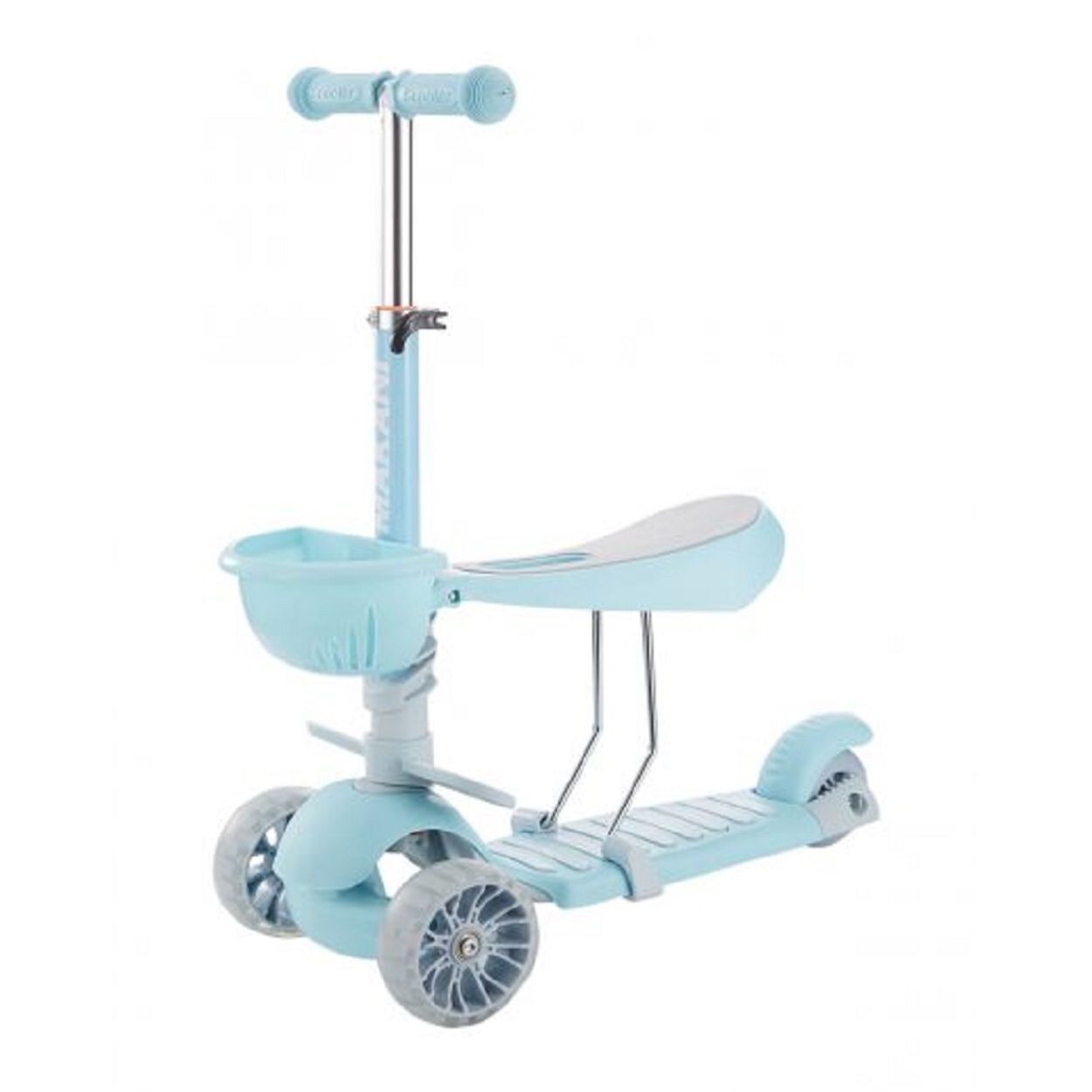 Kinderroller BonBon 3 in 1, Dreirad, LED-Vorderräder, höhenverstellbar blau