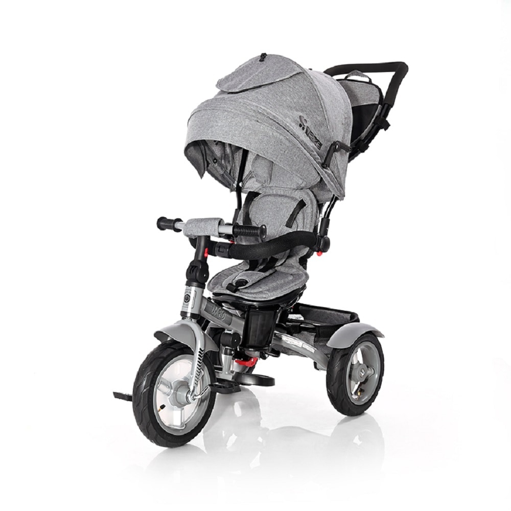 Lorelli Tricycle Neo 4 in 1 Luftreifen, Schiebestange, Sitz drehbar, verstellbar grau/schwarz 