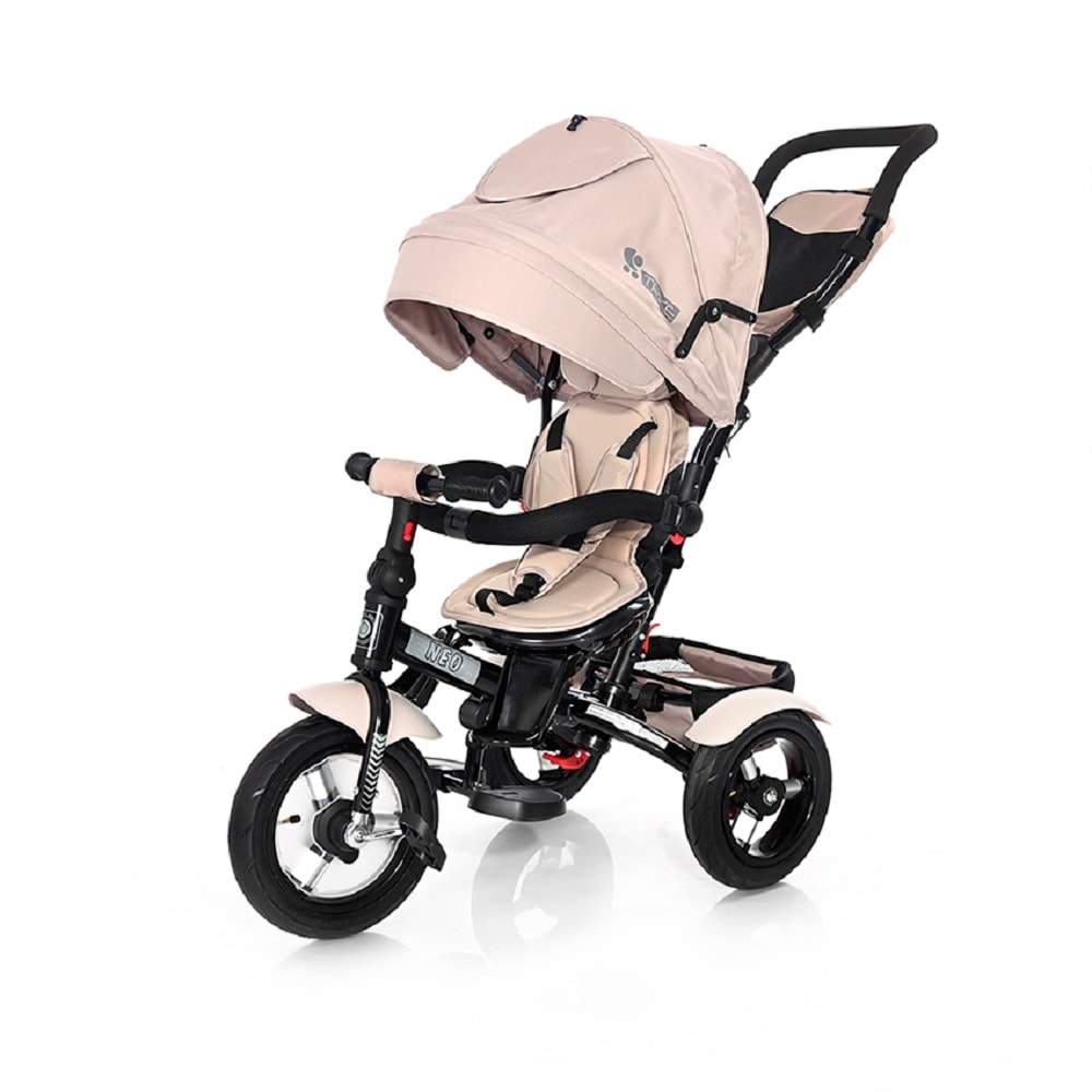 Lorelli Tricycle Neo 4 in 1 Luftreifen, Schiebestange, Sitz drehbar, verstellbar beige-schwarz 