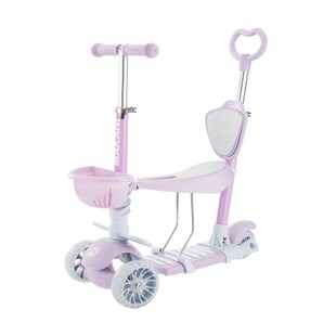 Makani Kinderroller, Dreirad, Laufrad, BonBon 4 in 1, mit Schiebestange, Korb lila 