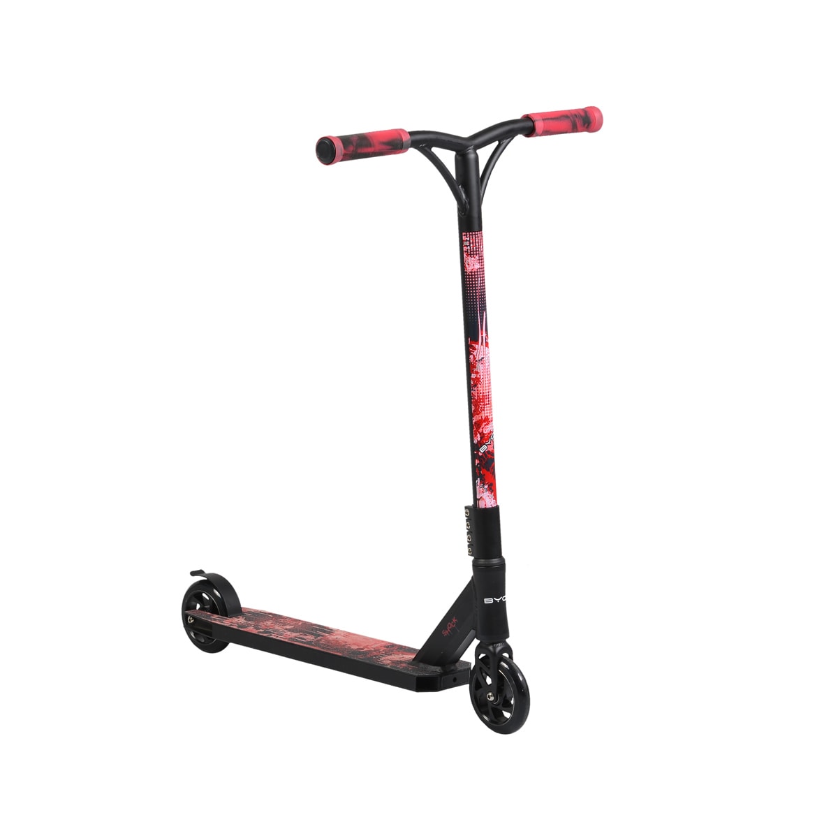 Byox Kinderroller Shock Aluminium PU R&auml;der, ABEC-9, Hinterradbremse, Sto&szlig;d&auml;mpfer rot 