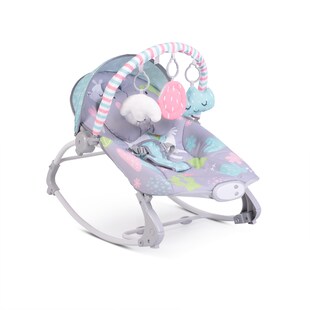 Moni Babywippe Lama, mit Melodien, Vibration, verstellbaren Rückenlehne, Kissen grau 