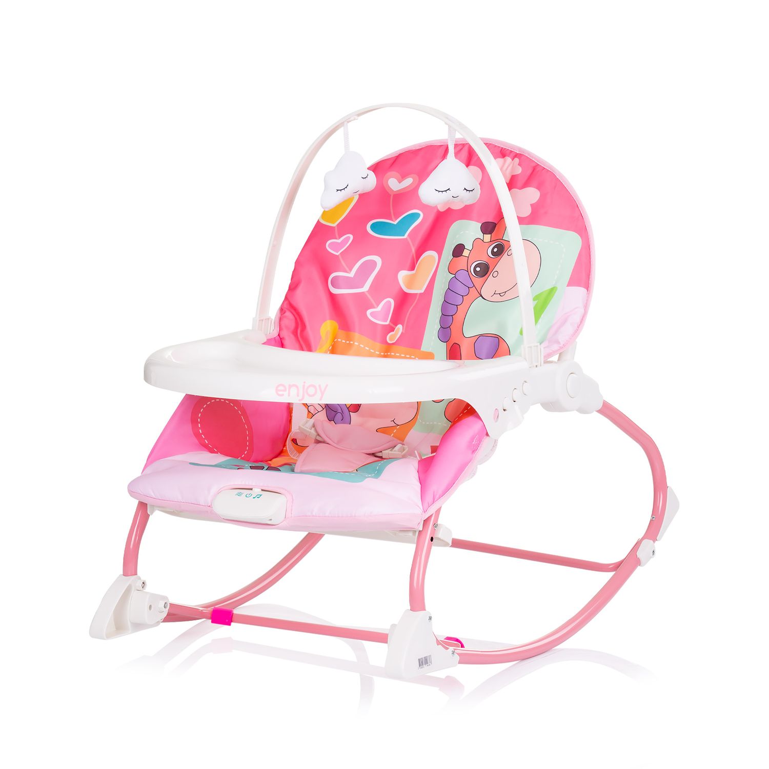 Chipolino Babywippe Enjoy, Stuhl, Schaukelfunktion, Musikfunktion, Spielbogen rosa 