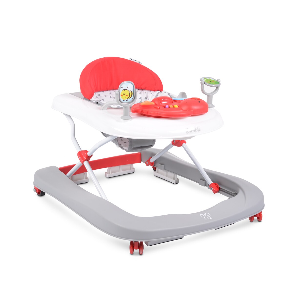 Moni Lauflernwagen Ramble 2 in 1, Musikfunktion, h&ouml;henverstellbar, Silikonr&auml;der rot 