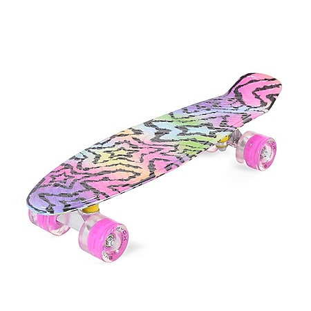 Byox Kinder Skateboard Stars 22 Zoll LED, 85A PU Rollen, ABEC 7, bis 85 kg pink 
