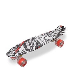 Byox Kinder Skateboard 22" Skull 85A PU LED Rollen ABEC 7 Lager Aluminium-Achsen rot 
