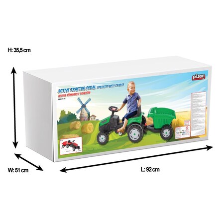 Pilsan Kindertraktor Active Pedale 07316 grün mit Anhänger ab 3 Jahren bis  50 kg grün