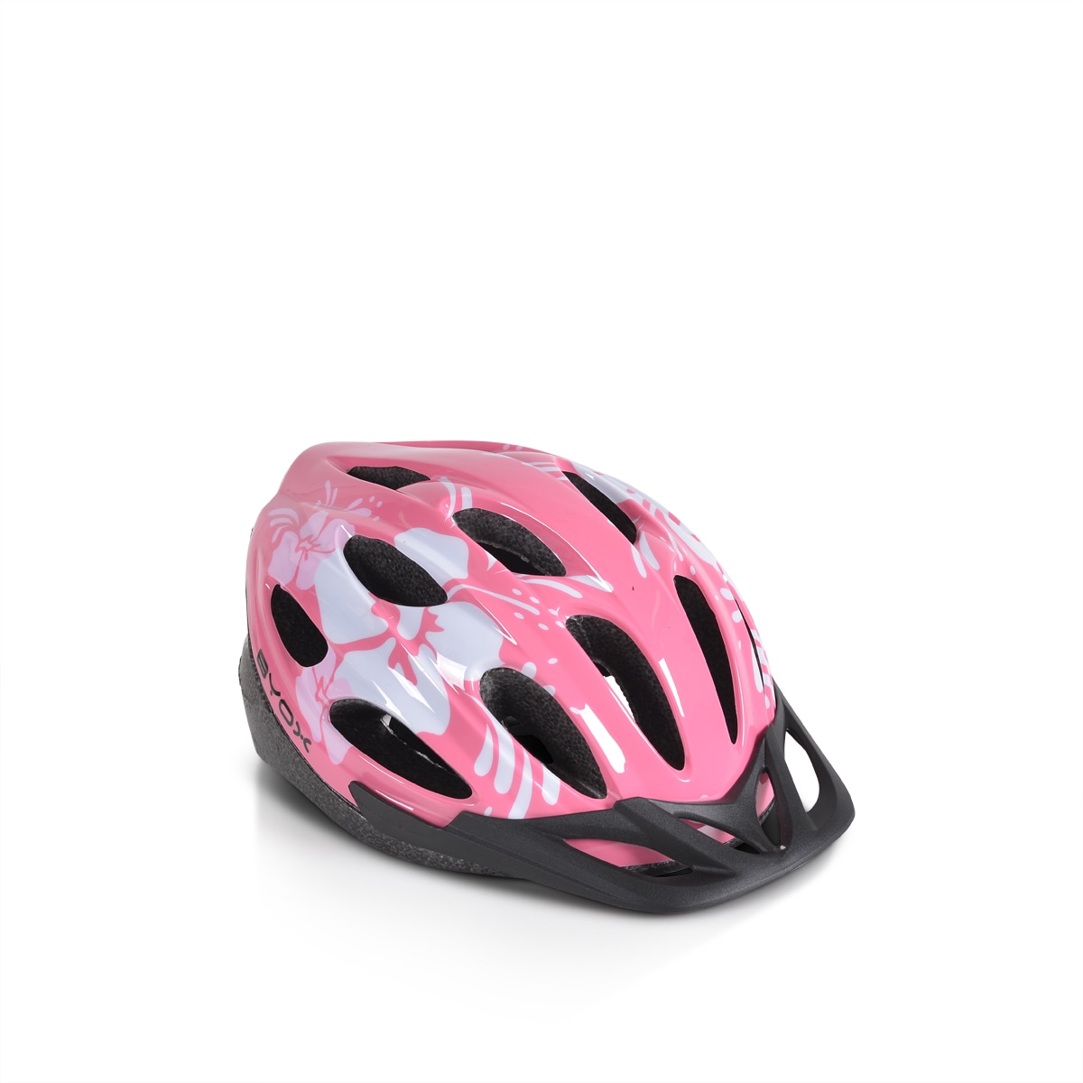 Byox Kinder Schutzhelm Y02, 17 L&ouml;cher, Gr&ouml;&szlig;e M, einstellbar 54-58 cm, LED-Licht pink 
