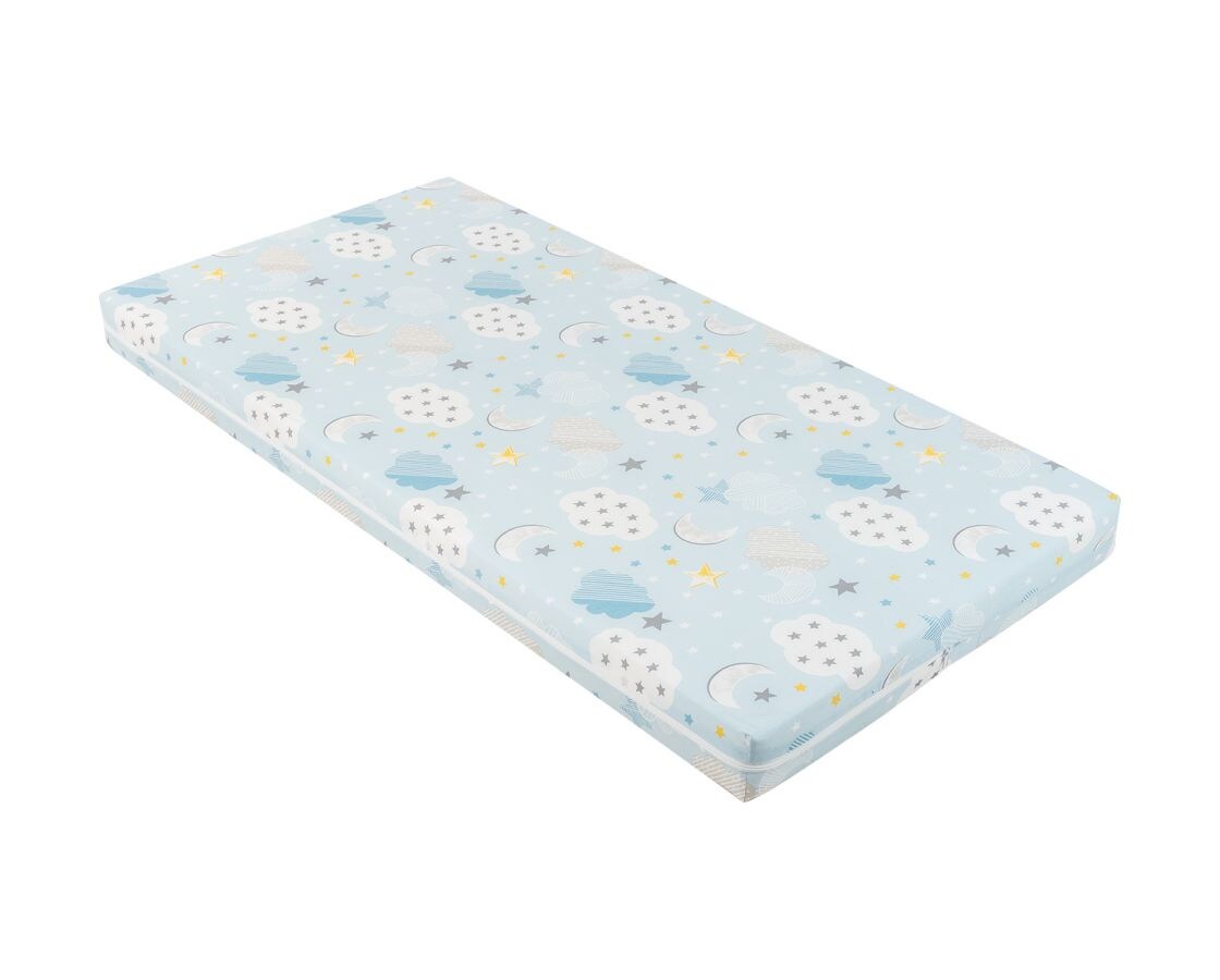 Kikkaboo Babybett Matratze Fantasia Plus 120 x 60cm Rei&szlig;verschluss Baumwollbezug blau 