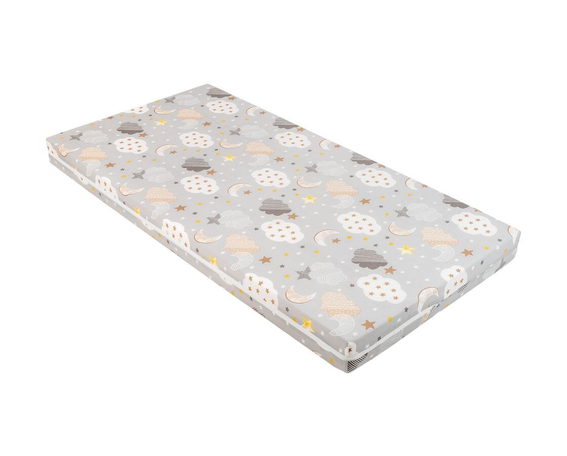 Kikkaboo Babybett Matratze Fantasia Plus 120 x 60cm Rei&szlig;verschluss Baumwollbezug hellgrau 