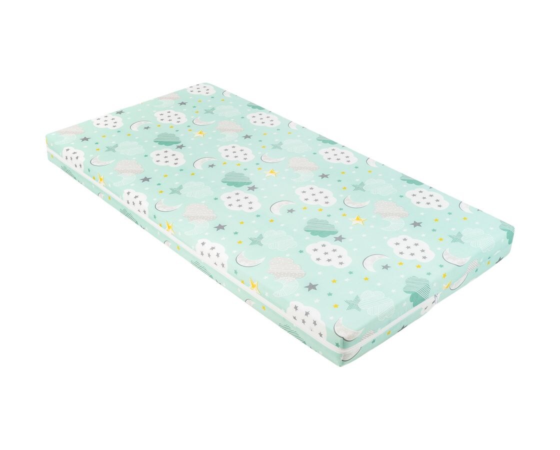 Kikkaboo Babybett Matratze Fantasia Plus 120 x 60cm Rei&szlig;verschluss Baumwollbezug gr&uuml;n 