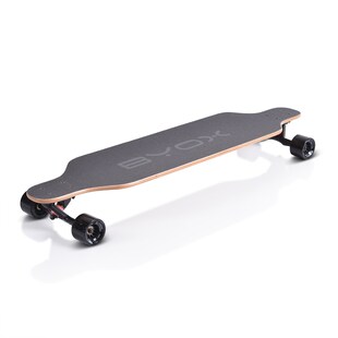 Byox Kinder Skateboard Longboard 41 Zoll, PU Rollen, ABEC-11, Gurt, bis 100 kg schwarz 