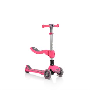 Byox Kinderroller Kiki 2 in 1, Höhe einstellbar, 4 blinkende PU-Räder, klappbar rosa 