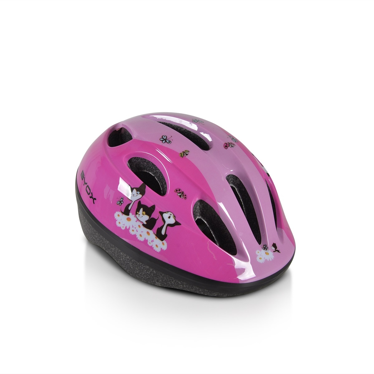 Byox Kinder Schutzhelm Y03 Gr&ouml;&szlig;e S 48-54 cm einstellbar LED-Beleuchtung 8 L&ouml;cher pink 