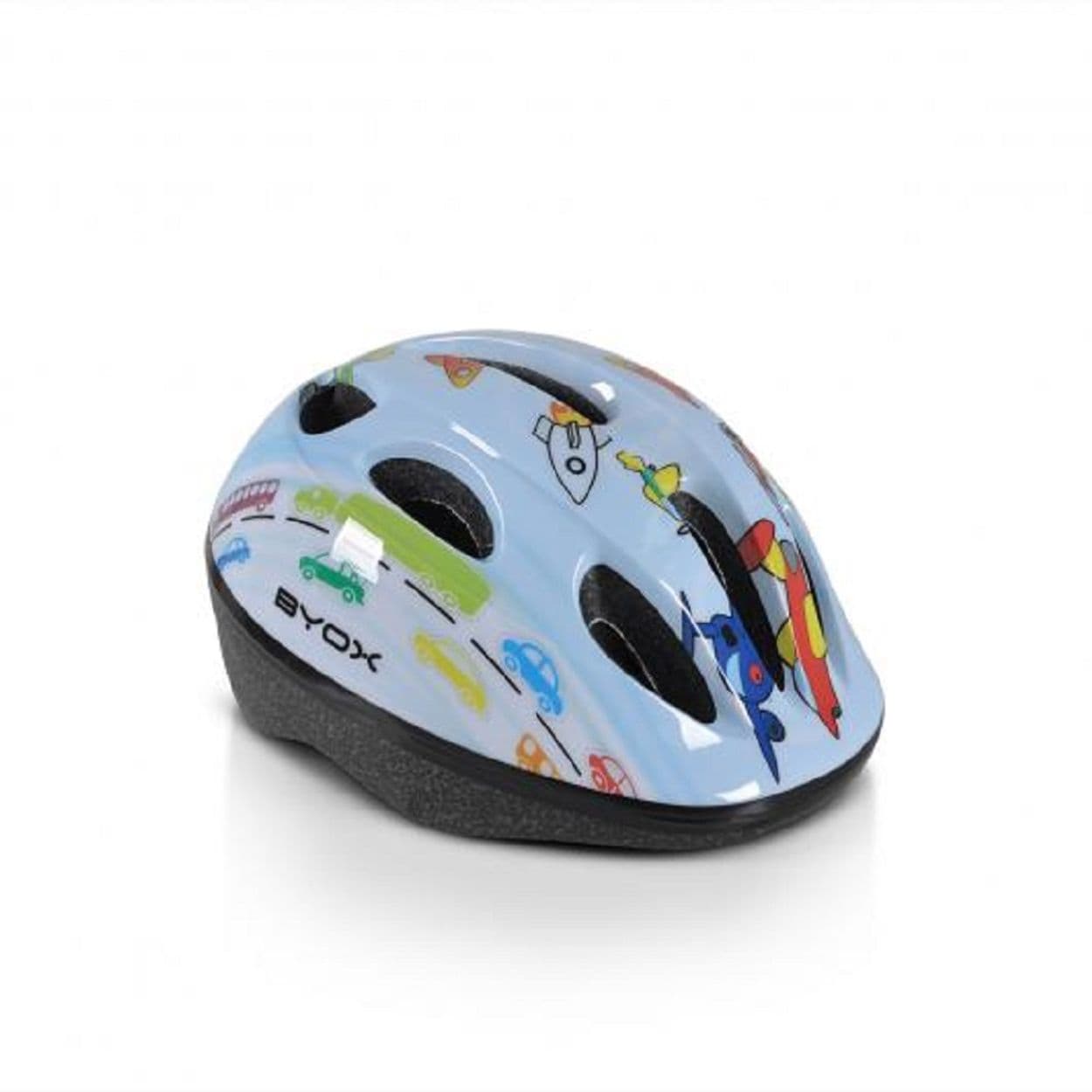 Byox Kinder Schutzhelm Y03 Gr&ouml;&szlig;e S 48-54 cm einstellbar LED-Beleuchtung 8 L&ouml;cher hellblau 