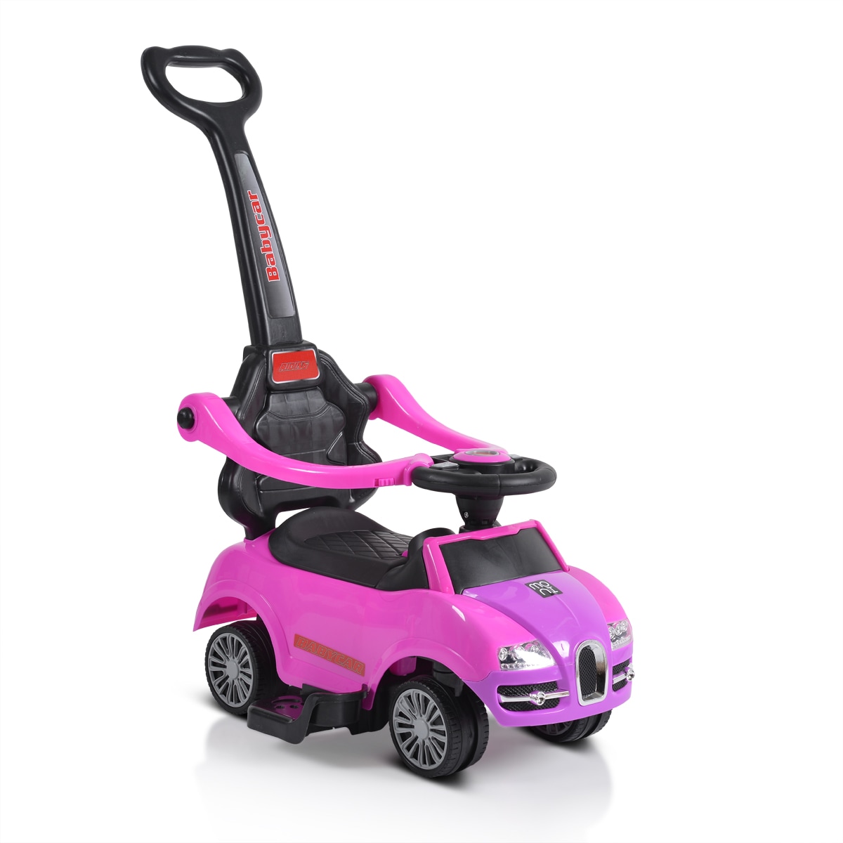 Moni Rutschauto 2 in 1 Rider 308, Rutscher mit Griff, Lehne, B&uuml;gel, Fu&szlig;st&uuml;tze pink 