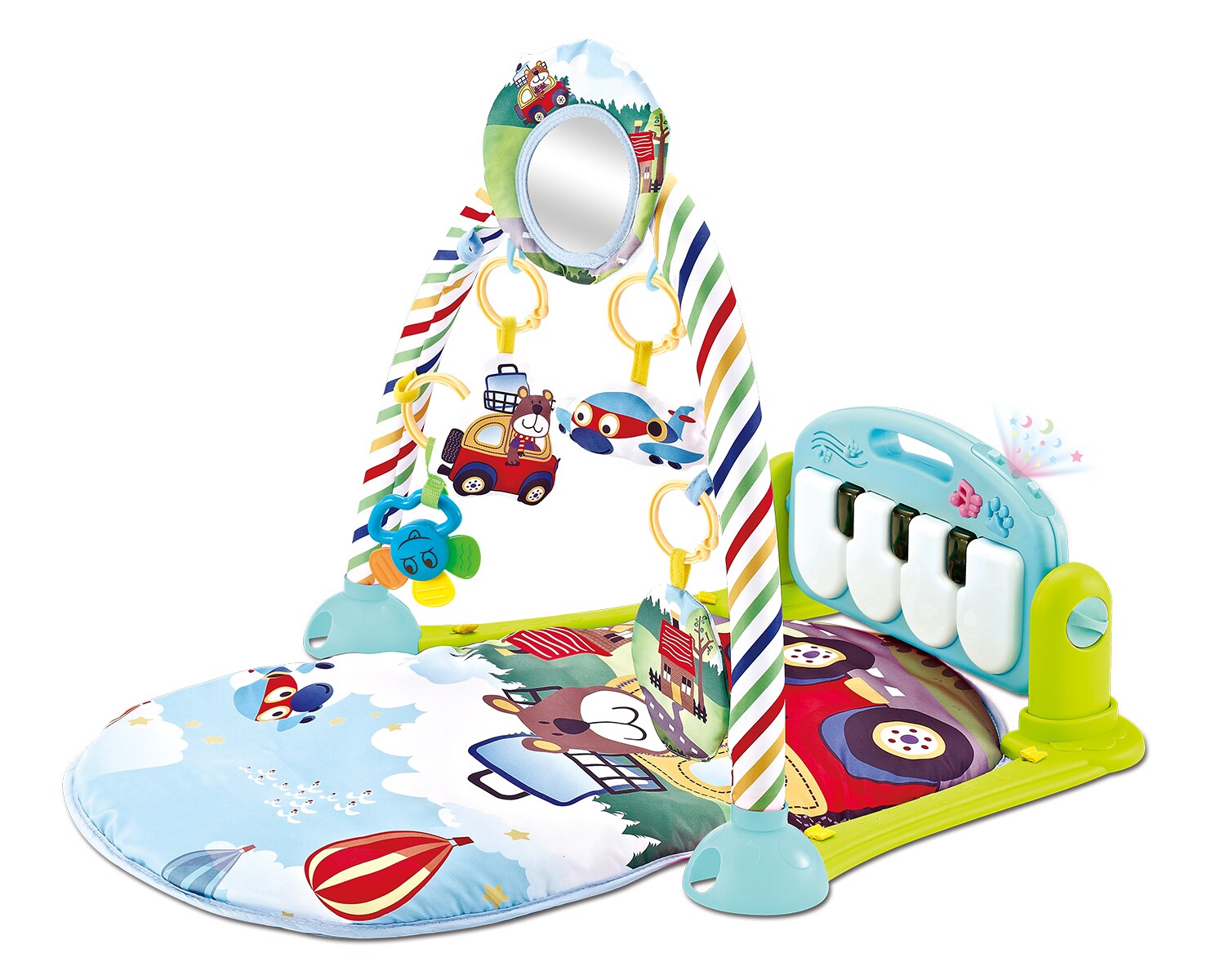 Kikkaboo, Krabbeldecke Piano, Spielcenter, Klaviertasten, Pl&uuml;schfiguren, Musik gr&uuml;n 