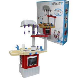Polesie Kinderküche 42279 Infinity 100 cm hoch Spülbecken Backofen viel Zubehör rot 