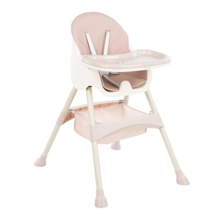 Kikkaboo Kinderhochstuhl 2 in 1 Brie, Kinderstuhl, Gurt, Tisch verstellbar, Korb rosa 